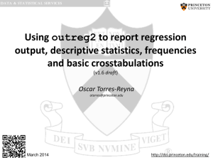 Using outreg2 to report regression output, descriptive statistics