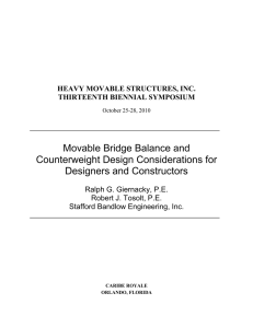 Movable Bridge Balance and Counterweight Design Considerations