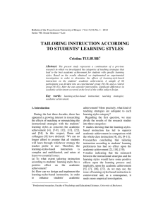 tailoring instruction according to students` learning styles