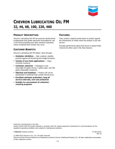 chevron lubricating oil fm 32, 46, 68, 100, 220, 460
