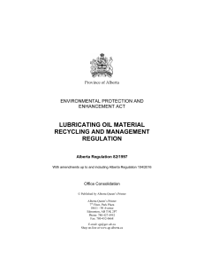 lubricating oil material recycling and management regulation