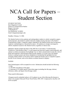 NCA Call for Papers – Student Section