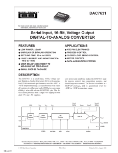 Serial Input, 16-Bit, Voltage Output Digital-to