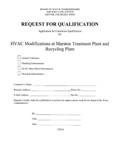 HVAC Modifications at Marston Treatment Plant and