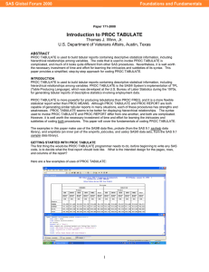 171-2008: Introduction to PROC TABULATE