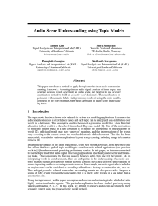 Audio Scene Understanding using Topic Models