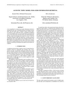 ACOUSTIC TOPIC MODEL FOR AUDIO INFORMATION