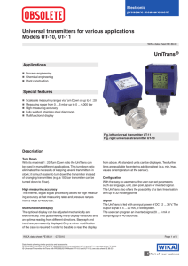 Universal transmitters for various applications Models UT-10