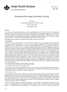 Background Knowledge and Reading Teaching