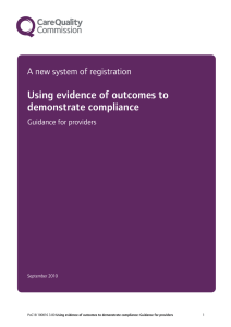 Using evidence of outcomes to demonstrate compliance: Guidance