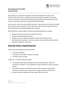 Journal Entries - The University of Winnipeg