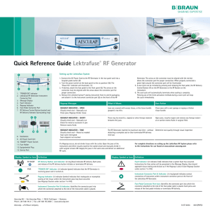 Quick Reference Guide Lektrafuse® RF Generator