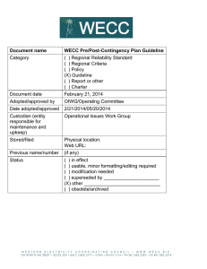 WECC Pre and Post Contingency Plan Guideline