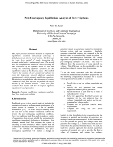Post-Contingency Equilibrium - Power Systems Engineering