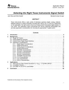 "Selecting the Right Texas Instruments Signal Switch"
