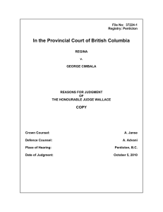 In the Provincial Court of British Columbia
