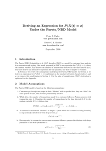 Deriving an Expression for P(X(t) = x) Under the Pareto/NBD Model