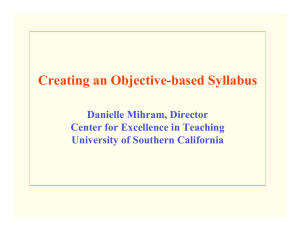 Creating an Objective-based Syllabus