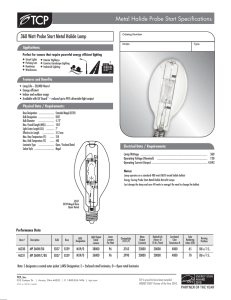 360 Watt Probe Start Metal Halide Lamp Specifications