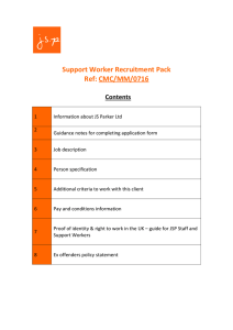 Support Worker Recruitment Pack Ref: CMC/MM/0716