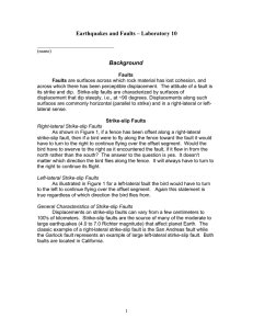 Earthquakes and Faults – Laboratory 10 Background