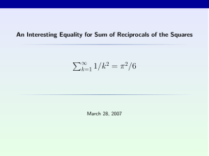 An Interesting Equality for Sum of Reciprocals of the Squares