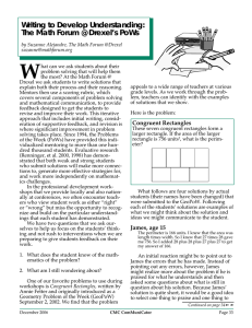 Writing to Develop Understanding: The Math Forum @ Drexel`s PoWs