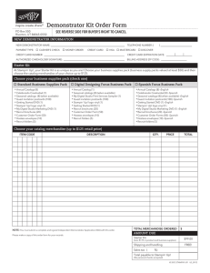 Demonstrator Kit Order Form