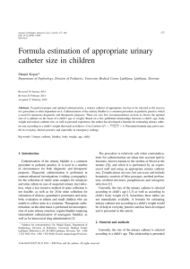Formula estimation of appropriate urinary catheter size in children