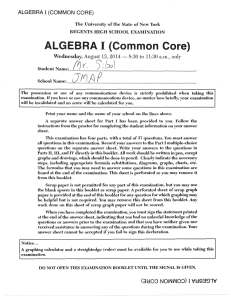 ALGEBRA I (Common Core)