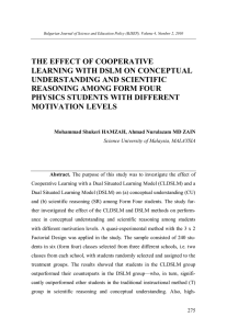 The Effect of Cooperative Learning with DSLM on Conceptual