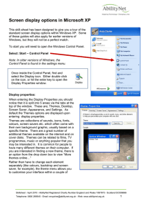 Screen display options in Microsoft XP