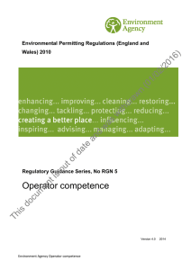 RGN No.5 Operator competence