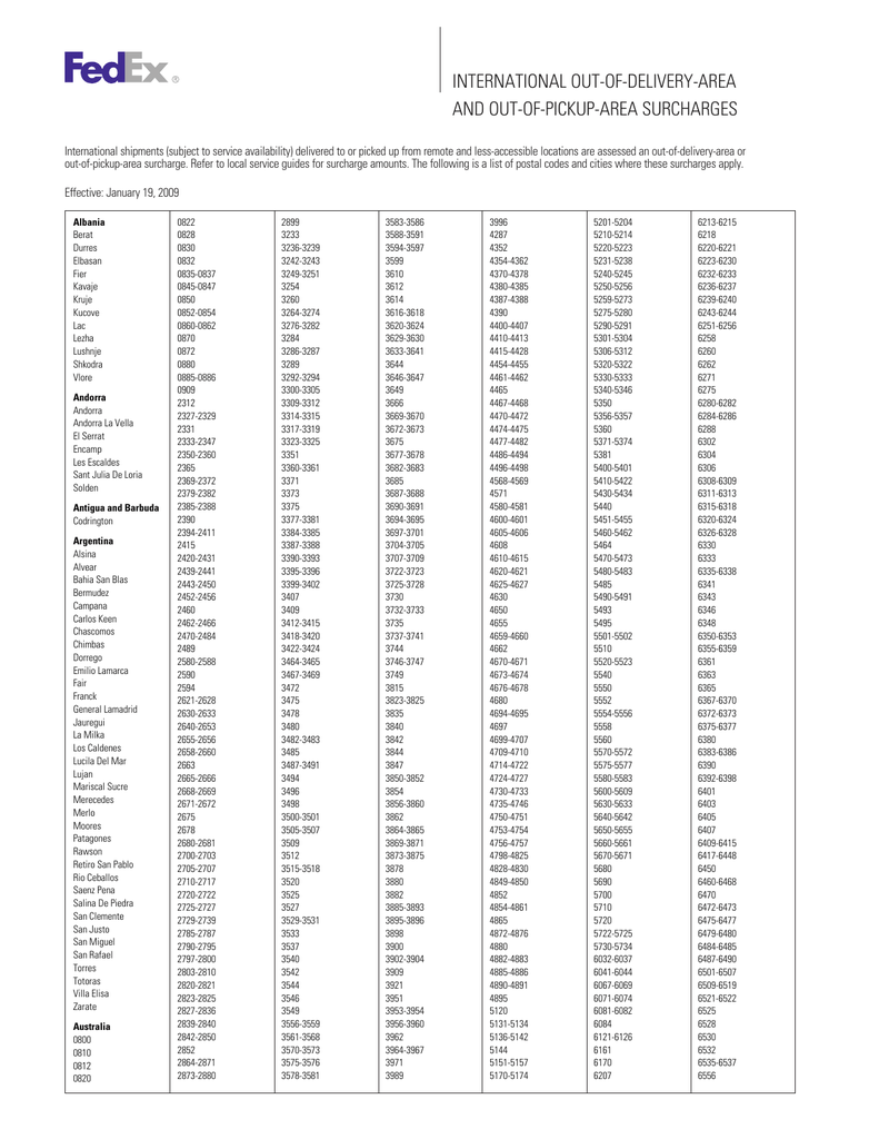 Fedex International Out Of Delivery Area And Out