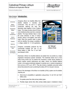 Lithium - (L91-L92) - Energizer Technical Information