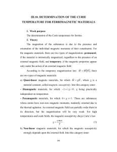 iii.10. determination of the curie temperature for ferrimagnetic materials