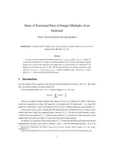 Sums of Fractional Parts of Integer Multiples of an Irrational
