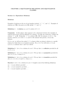 EQUIVALENCE RELATIONS AND EQUIVALENCE CLASSES