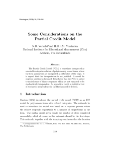 Some Considerations on the Partial Credit Model