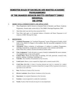 Semester Rules - Shaheed Benazir Bhutto University, Sheringal