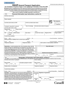 Adult General Passport Application form (PPTC 153)