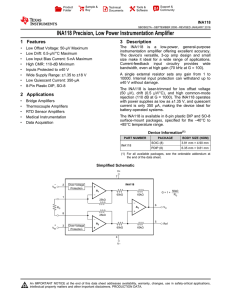 INA118 Precision, Low Power Instrumentation Amplifier (Rev. A)