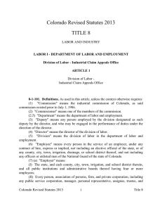 Colorado Revised Statutes 2013 TITLE 8