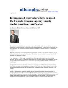 Incorporated contractors: how to avoid the Canada Revenue