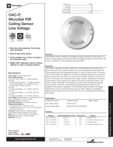 Greengate Cooper OAC-P-1500-R MicroSet Ceiling BAS Daylight Occupancy Sensor 