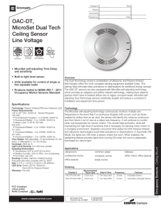 OAC-DT, MicroSet Dual Tech Ceiling Sensor Line Voltage