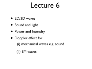 • 2D/3D waves • Sound and light • Power and Intensity • Doppler