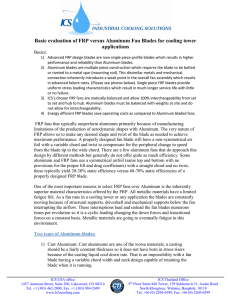 Basic evaluation of FRP versus Aluminum Fan Blades for