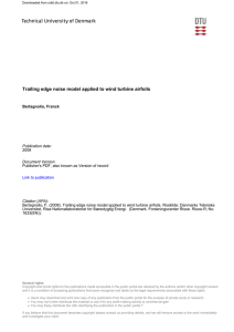 Trailing edge noise model applied to wind turbine airfoils