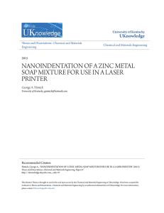nanoindentation of a zinc metal soap mixture for use